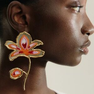 ZARA EMBROIDERED FLOWER EARRINGS NWT